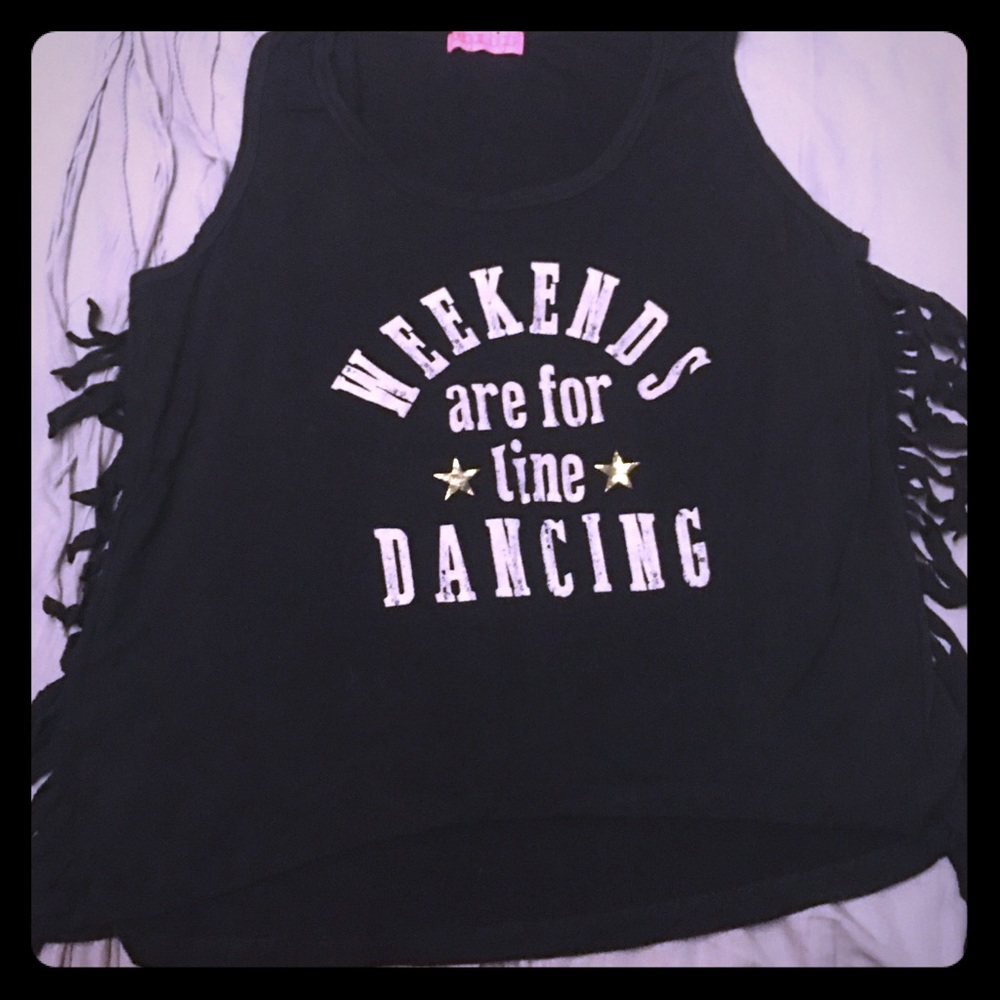 Soft Black Sleeveless Line Dancing T-Shirt.